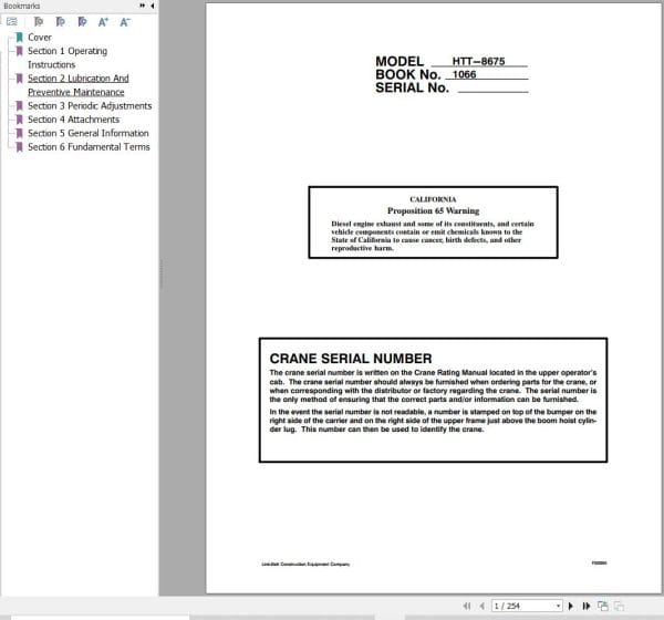 Link Belt Crane HTT 8675 Operation Manual (1)