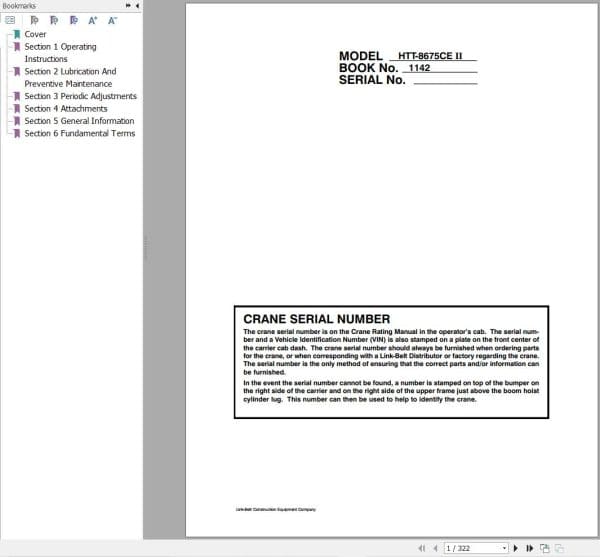 Link Belt Crane HTT 8675CE II Operation Manual (1)