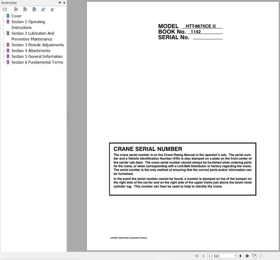 Link Belt Crane HTT 8675CE II Operation Manual (1)