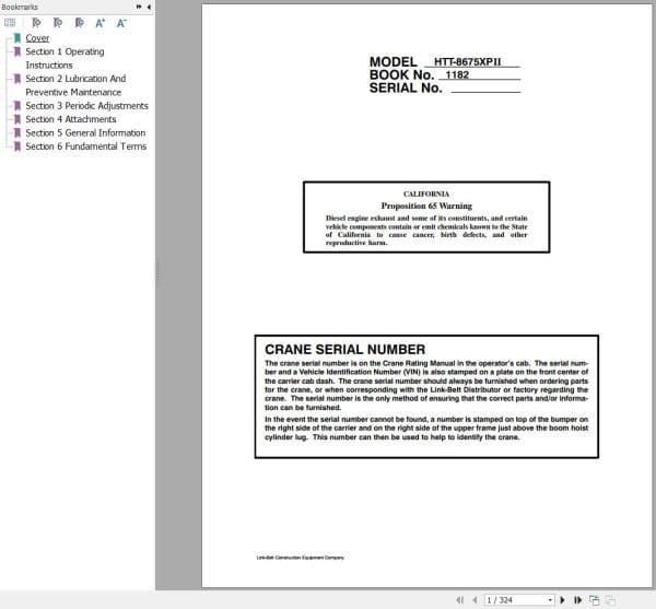 Link Belt Crane HTT 8675XP II Operation Manual (1)