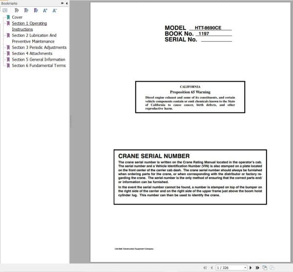 Link Belt Crane HTT 8690CE Operation Manual (1)