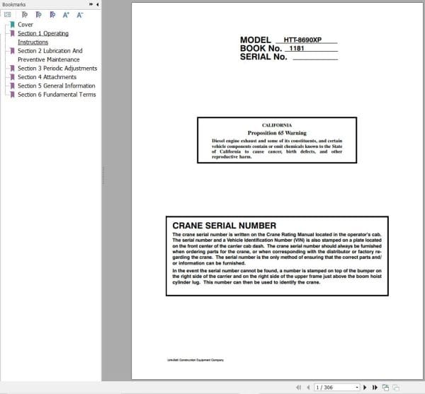 Link Belt Crane HTT 8690XP Operation Manual (1)