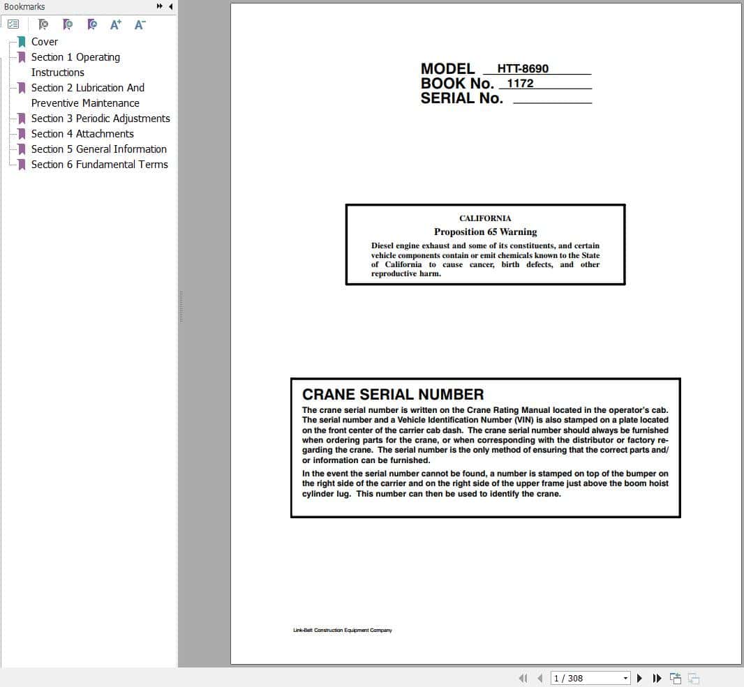 Link Belt Crane HTT 8690f Operation Manual (1)