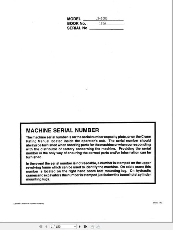 Link Belt Crane LS 108B Operation Manual 126A (1)