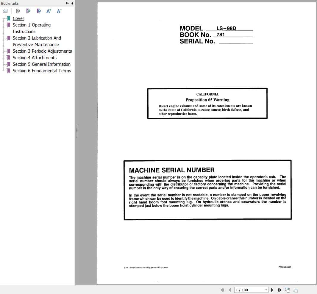 Link Belt Crane LS 108D Operation Manual (1)