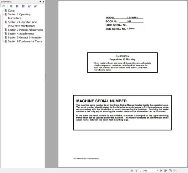 Link Belt Crane LS 108H II Operation Manual (1)