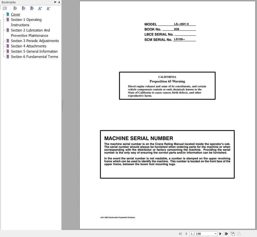 Link Belt Crane LS 108H II Operation Manual (1)