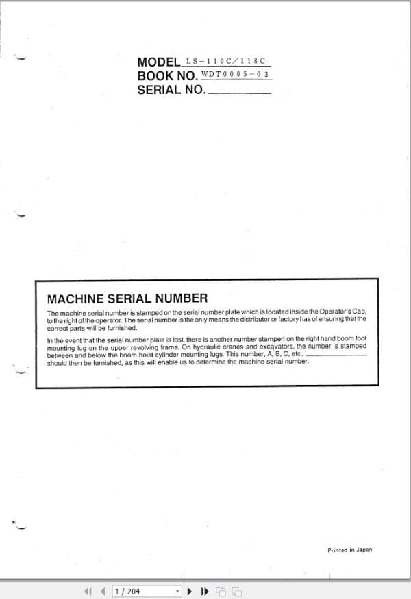 Link Belt Crane LS 110C LS 118C Operation Manual WDT0005 03 (1)