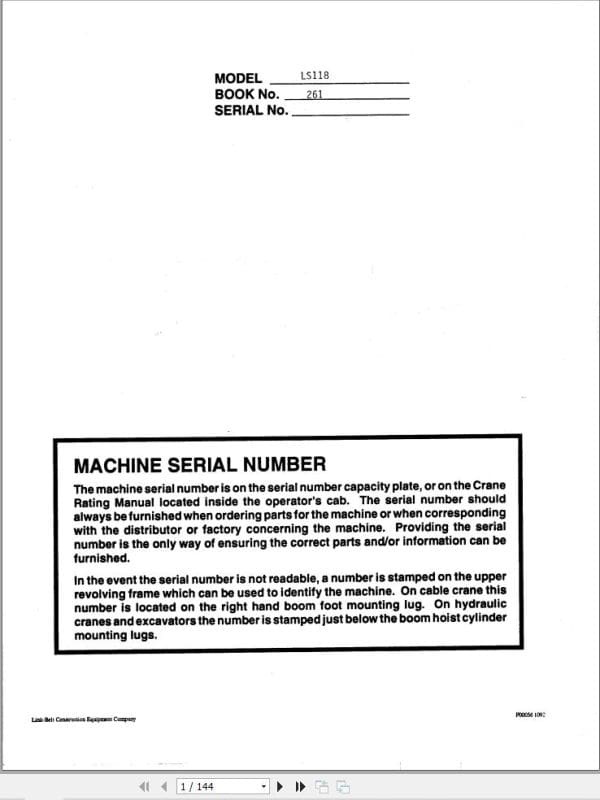 Link Belt Crane LS 118 Operation Manual 261 (1)