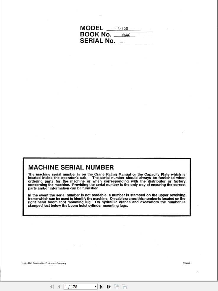 Link Belt Crane LS 128 Operation Manual 546 (1)