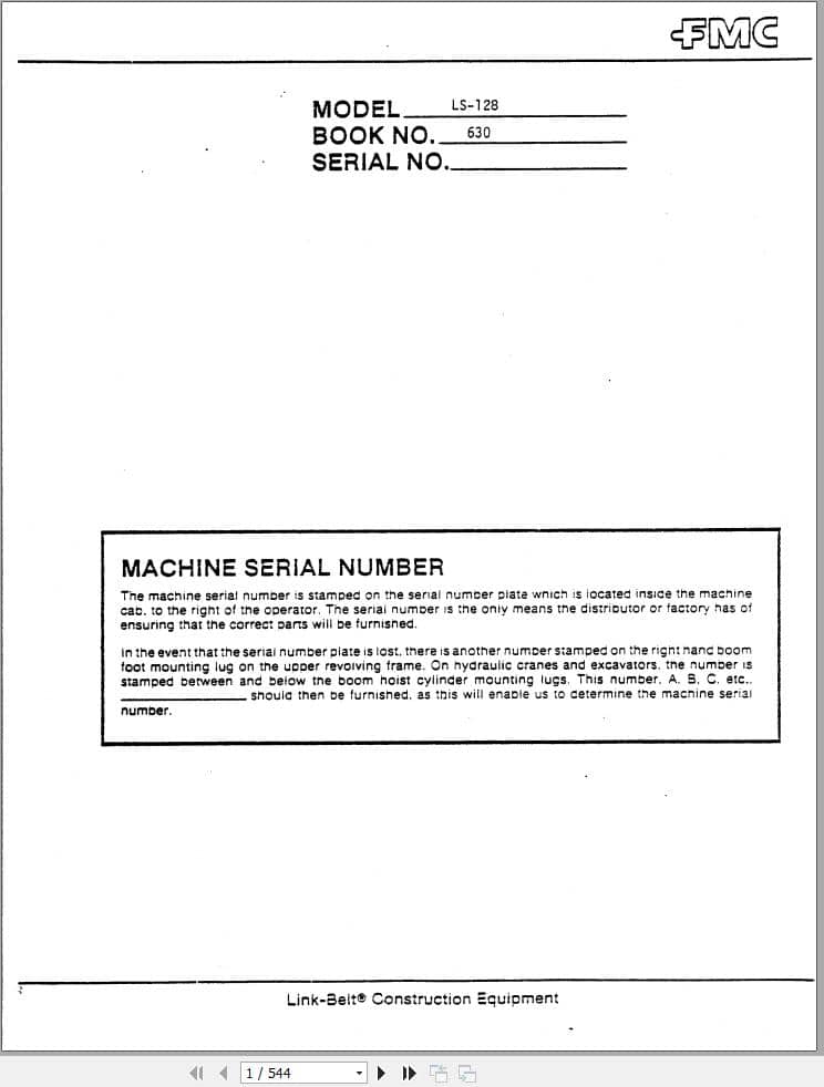 Link Belt Crane LS 128DL Service Manual (1)