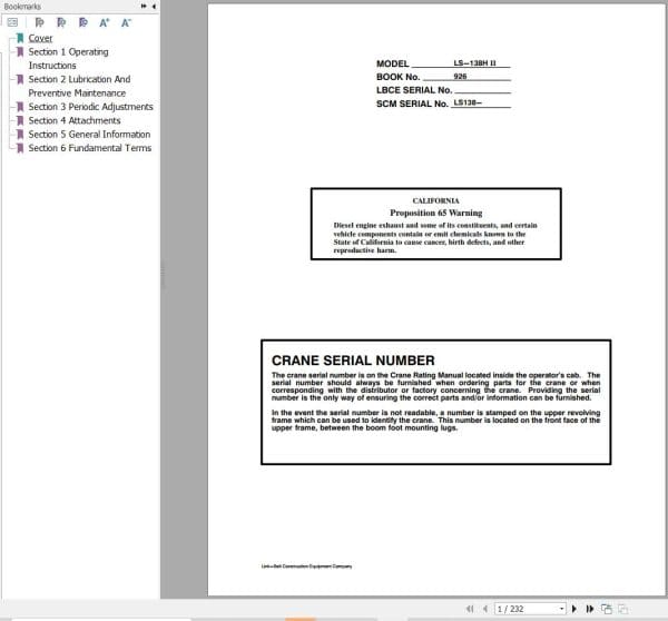 Link Belt Crane LS 138H II Operation Manual (1)