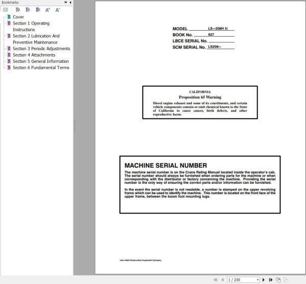 Link Belt Crane LS 208H II Operation Manual (1)