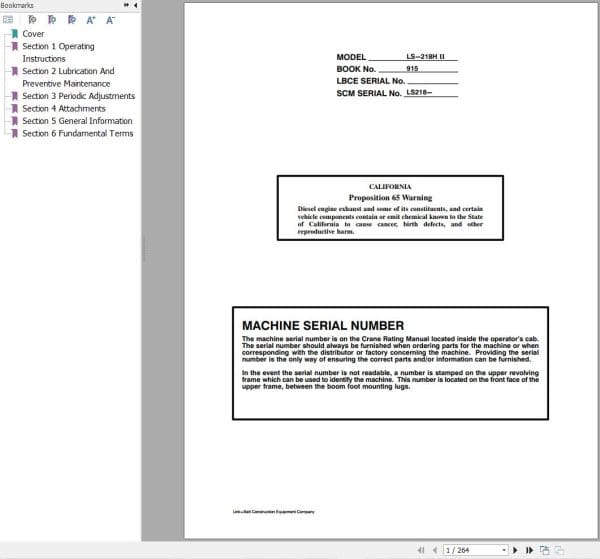Link Belt Crane LS 218H II Operation Manual (1)