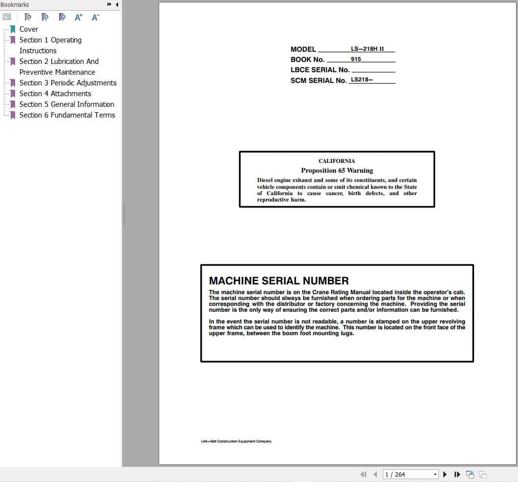 Link Belt Crane LS 218H II Operation Manual (1)