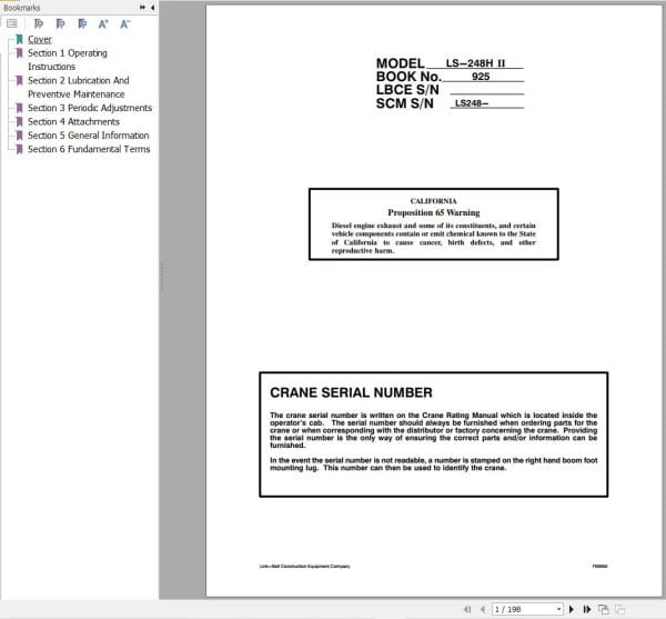 Link Belt Crane LS 248H II Operation Manual (1)