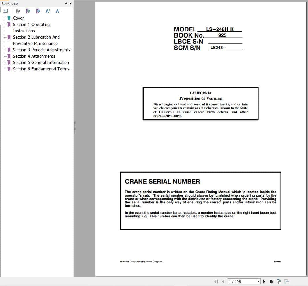Link Belt Crane LS 248H II Operation Manual (1)