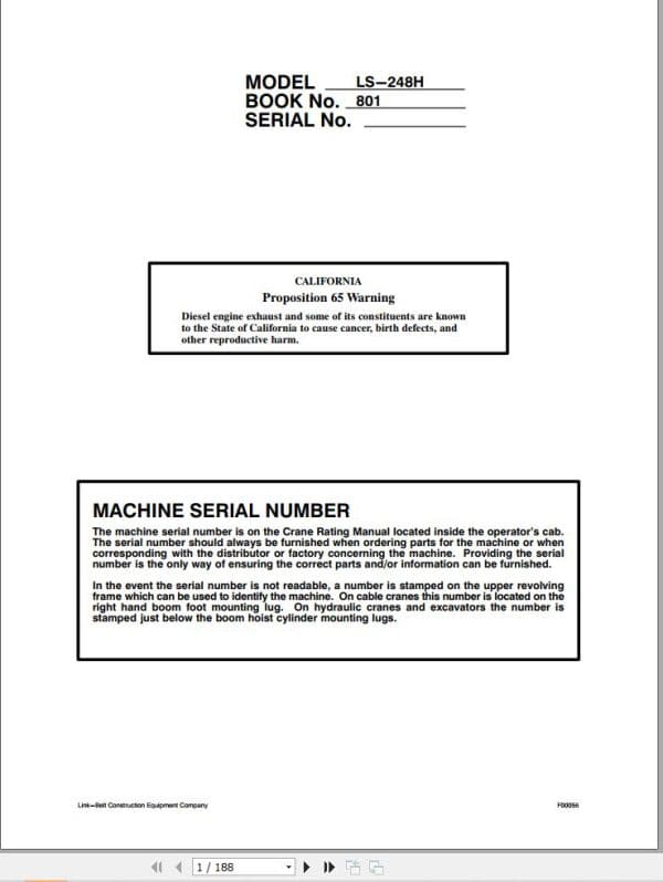 Link Belt Crane LS 248H Operation Manual (1)