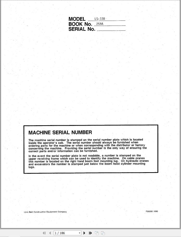 Link Belt Crane LS 338 Operation Manual 259A (1)