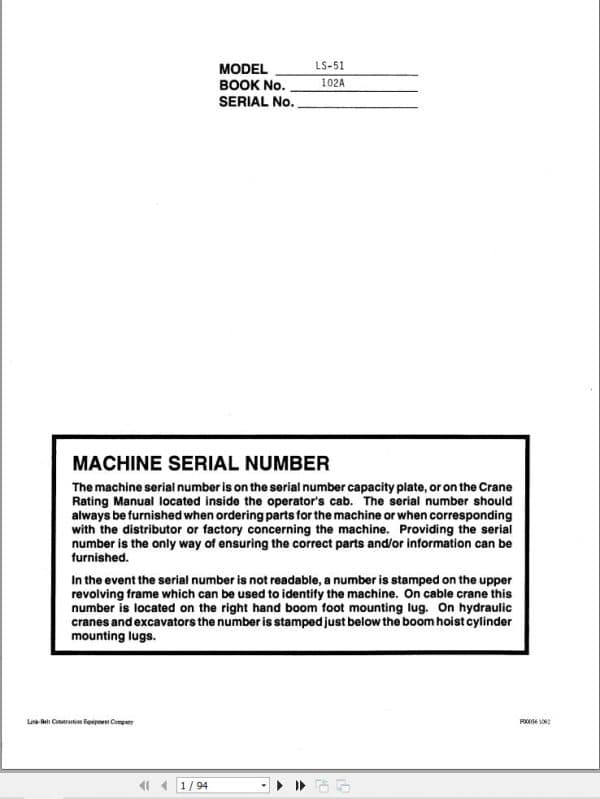 Link Belt Crane LS 51 Operation Manual 102A (1)