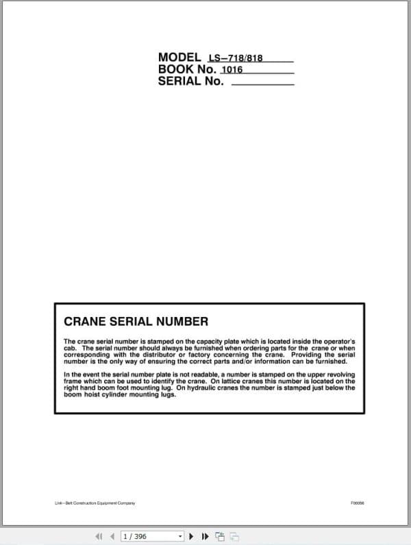 Link Belt Crane LS 718 Service Manual (1)