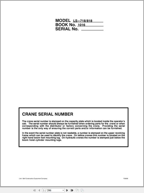 Link Belt Crane LS 718HLA Service Manual (1)