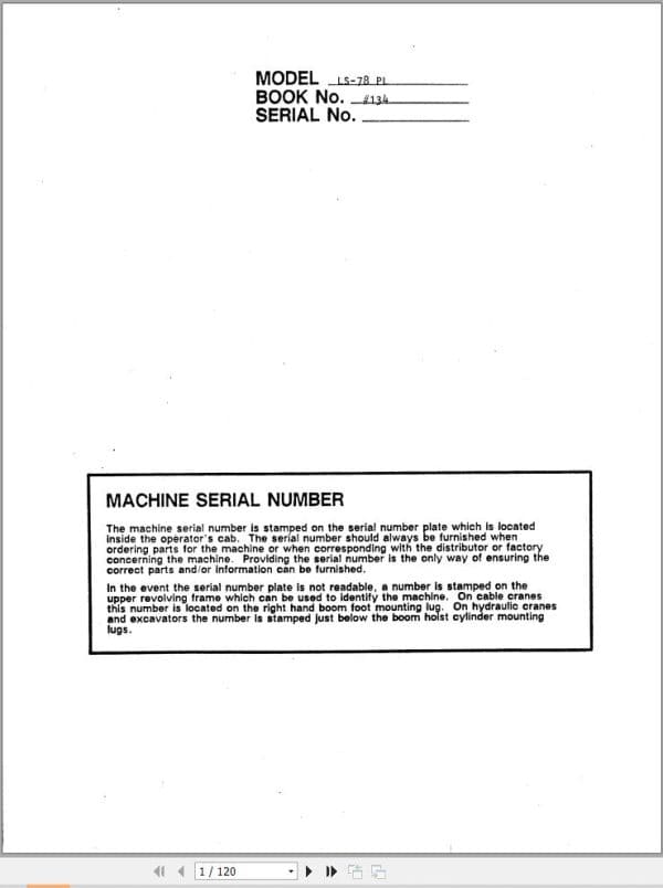 Link Belt Crane LS 78PL Operation Manual 134 (1)