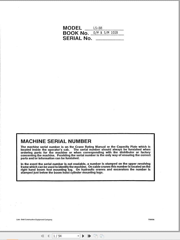 Link Belt Crane LS 88 Operation Manual 101B (1)