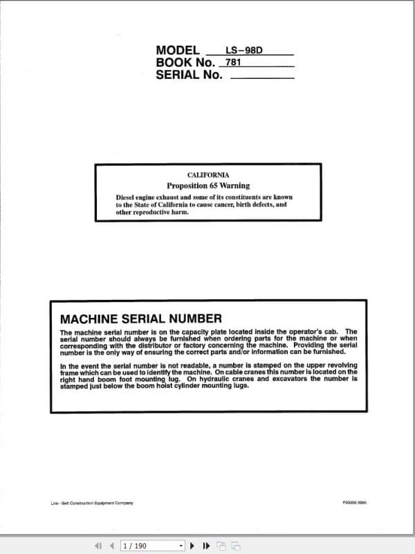Link Belt Crane LS 98D Operation Manual (1)