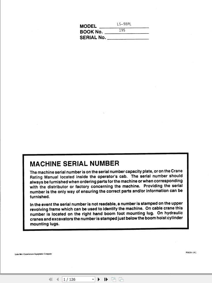 Link Belt Crane LS 98PL Operation Manual 195 (1)
