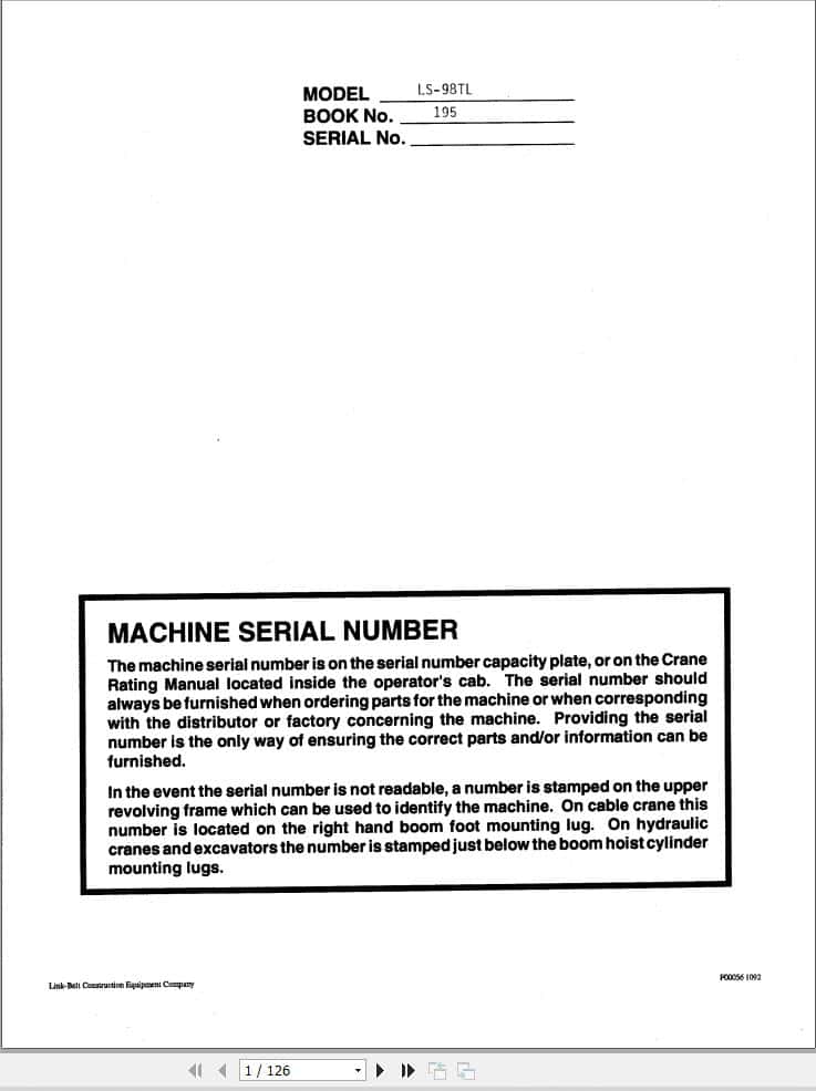 Link Belt Crane LS 98TL Operation Manual 195 (1)