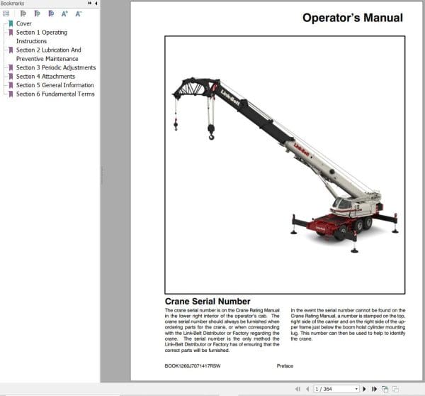 Link Belt Crane RTC 80110XP II Operation Manual (1)