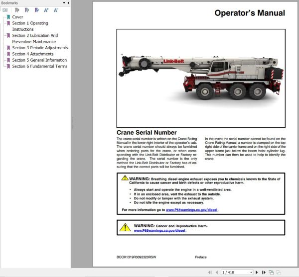 Link Belt Crane RTC 80130 II Operation Manual (1)