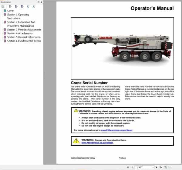 Link Belt Crane RTC 80160 II Operation Manual (1)