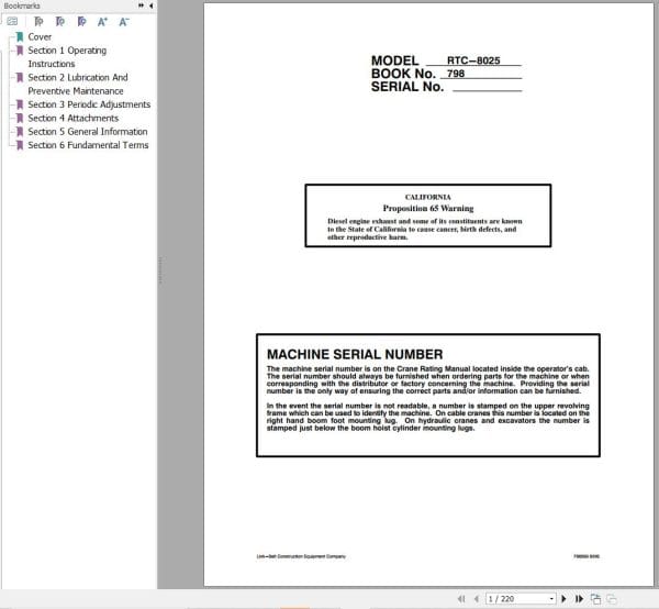 Link Belt Crane RTC 8025 Operation Manual (1)