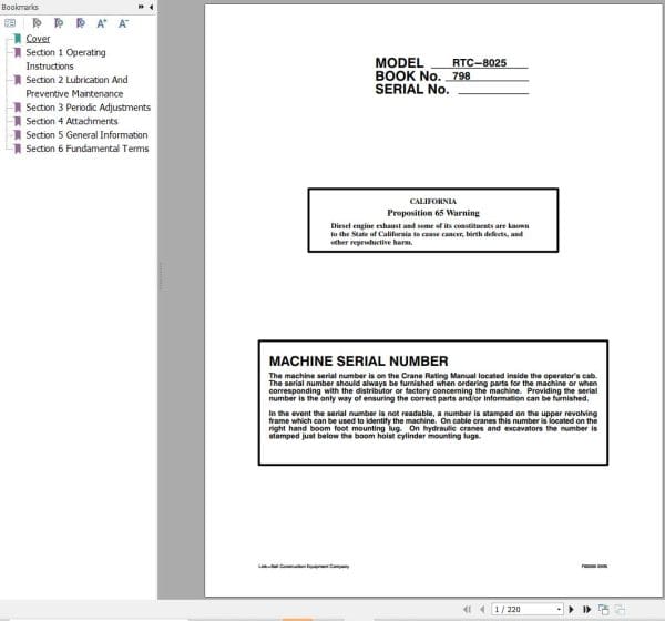 Link Belt Crane RTC 8030 Operation Manual (1)