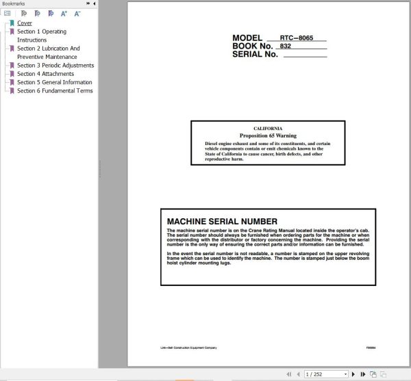 Link Belt Crane RTC 8030XXL Operation Manual (1)