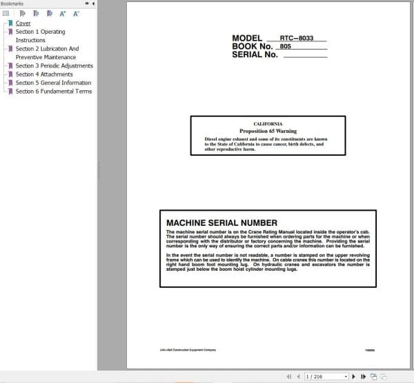 Link Belt Crane RTC 8033 Operation Manual (1)