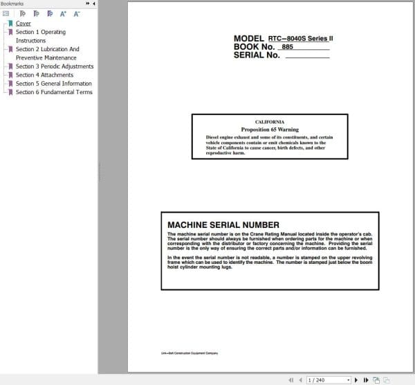 Link Belt Crane RTC 8033S Operation Manual (1)