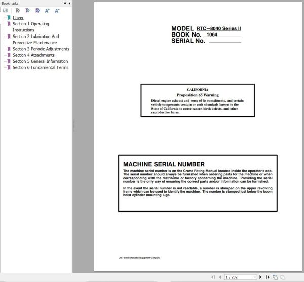 Link Belt Crane RTC 8040 II Operation Manual (1)