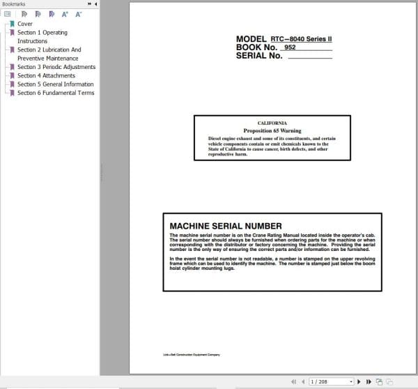 Link Belt Crane RTC 8040S Operation Manual (1)