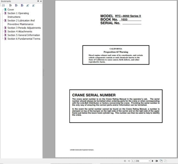 Link Belt Crane RTC 8040XL II Operation Manual (1)