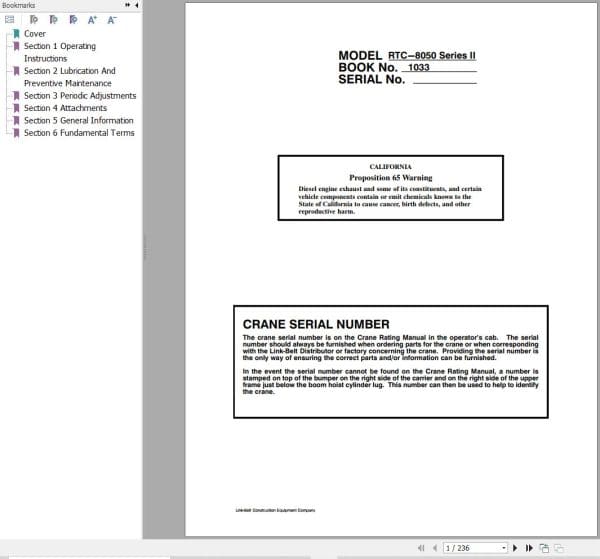 Link Belt Crane RTC 8045 II Operation Manual (1)