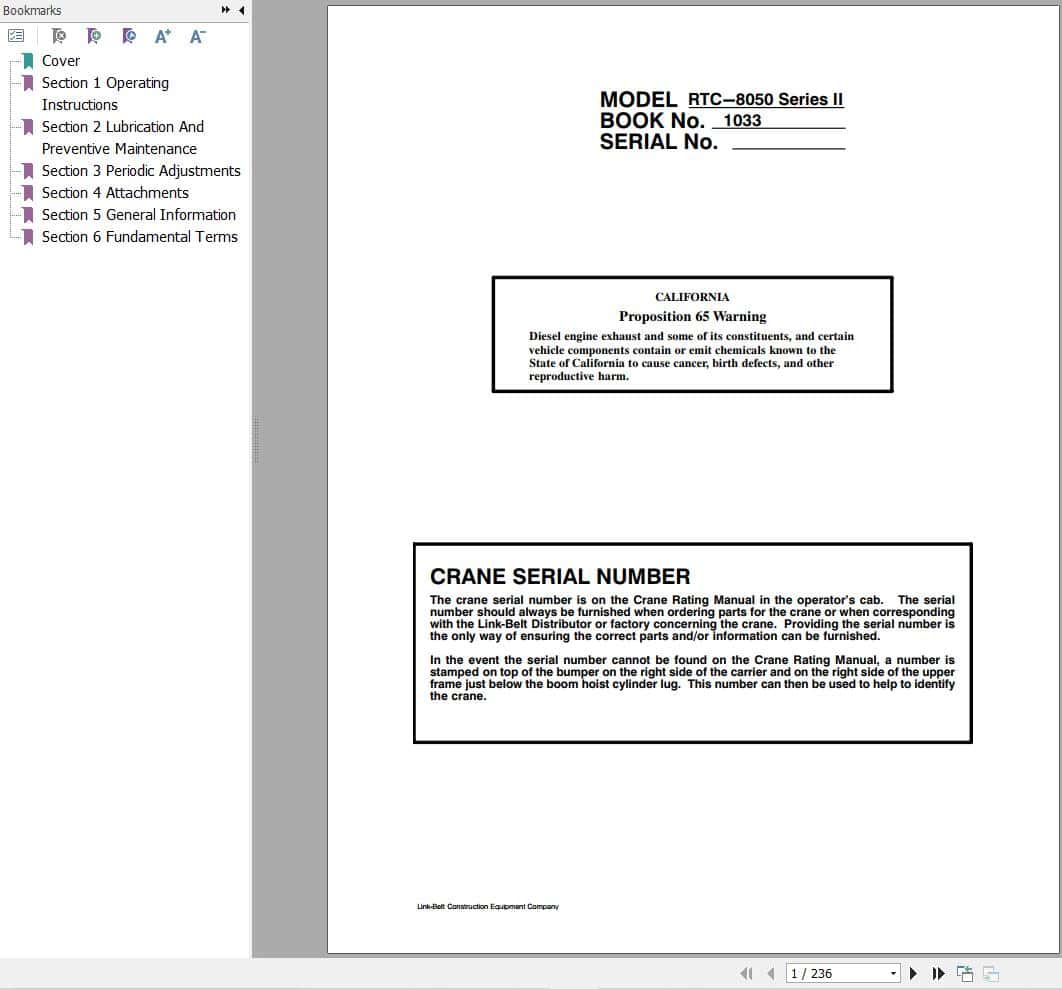 Link Belt Crane RTC 8049 II Operation Manual (1)