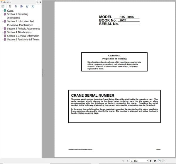 Link Belt Crane RTC 8065 Operation Manual (1)