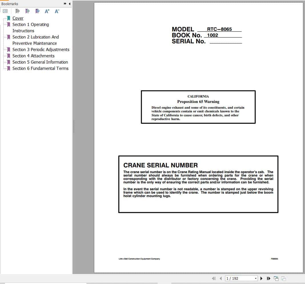 Link Belt Crane RTC 8065 Operation Manual (1)