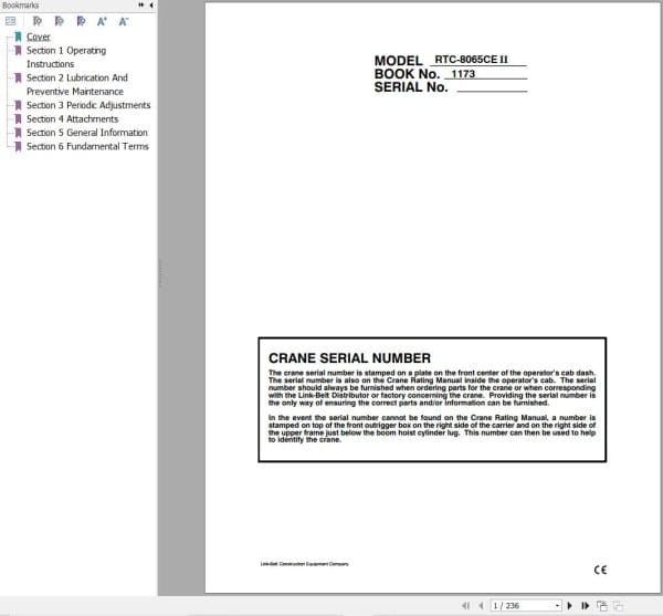 Link Belt Crane RTC 8065CE II Operation Manual (1)