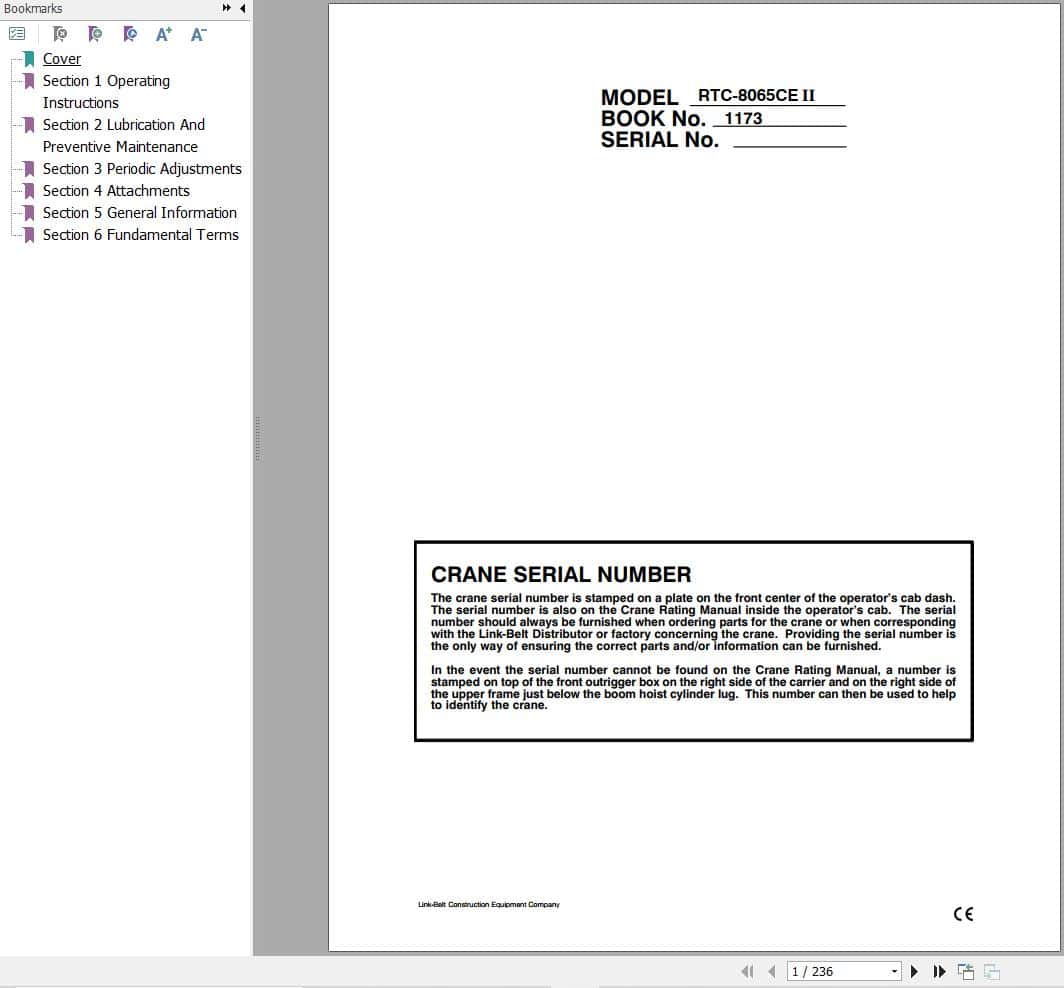Link Belt Crane RTC 8065CE II Operation Manual (1)