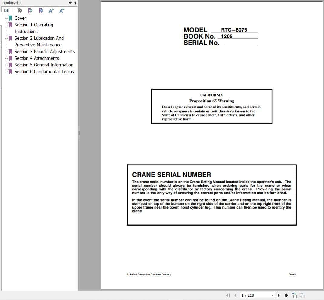 Link Belt Crane RTC 8075 Operation Manual (1)