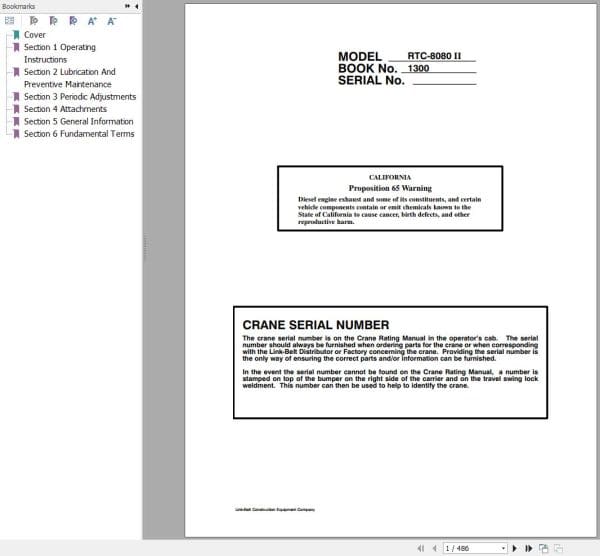 Link Belt Crane RTC 8080 II Operation Manual (1)